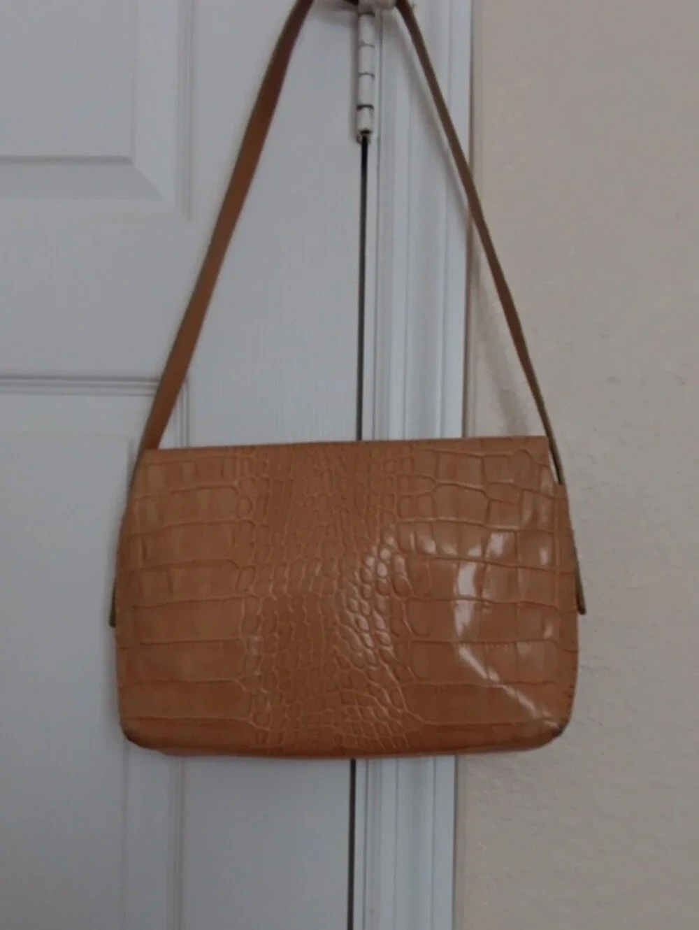 Sondra Roberts Croc-Embossed Shoulder Bag in Camel.